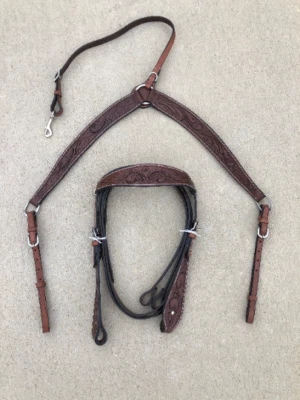 Premium Argentinian Leather Headstall and Breast Collar Set