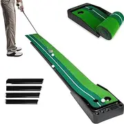 Green Golf Practice Mat, Golf Mat with Ball Return Function, Golf Hitting Training Mat for Outdoor Indoor Office Home, Artificial Golf Swing Turf Mat