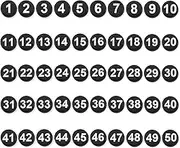 50pcs Magnetic Numbers, 0.8" Small Round Numbers Magnetic Accents 1-50 Circles Magnet Numbers for Classroom Whiteboard Calendar Refrigerator Home School Office (Black)