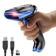 2D Bluetooth Barcode Scanner Wireless, 2500mAh Handheld Cordless USB Wired QR...
