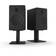 Kanto TUK 260W Powered Bookshelf Speakers with - Pair, Matte Black with SP6HD Black Stand Bundle