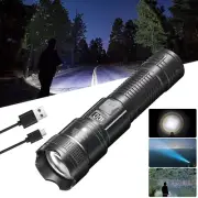 Super Bright LED Torch Flashlight Tactical Camping Outdoor USB Rechargeable USA