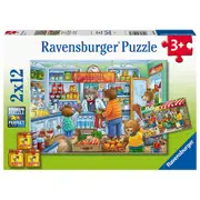 2x12pc Ravensburger Lets Go Shopping Theme Jigsaw Kids/Childrens Puzzle 3Y+