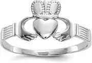 [JewelryWeb] 14k White Gold Solid Polished Ladies Irish Claddagh Celtic Trinity Knot Ring Size 7 Band Style-Ring for Women