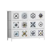 Levede 6 Drawers Patterned Cabinet White