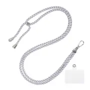 Phone Lanyard Adjustable with Patch for Smartphone White Gray 1 Pack