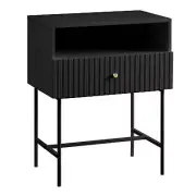 NNEDSZ Sarantino Cecil Slender Fluted Bedside Table in Black