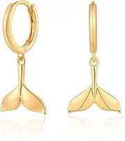 [Jenosy] Women's Gold Chunky Earrings 18K Gold Plated Thick Hoop Earrings Personalised Shell Pendant Earrings Gold CZ Hoop Earrings Waterproof & Hypoallergenic Fashion Jewellery for Women and Girls