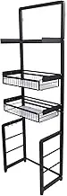 Vomeko Over The Toilet Storage, Over Toilet Bathroom Organizer,Pull Out Adjustable Design Fit Most Toilets Space Saving Freestanding Easy Assembly (Black)