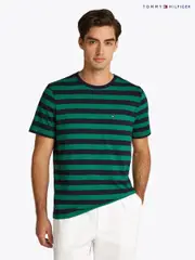 Tommy Hilfiger Green Regular Fit Essential 100% Cotton T-Shirt With Patch Chest Pocket (F55024) | $104