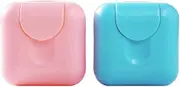 2 Pieces Travel Soap Case,Small Size Plastic Soap Container Case Box Holder Organizer for Home Outdoor Hiking Camping Travel (Pink,Blue, 7 * 7 * 4cm)