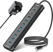 11 Port USB 3.2 Hub,TEKERA USB C Hub 10Gbps Splitter with USB-A 3.2, 2 USB-C 3.2, 7 USB A 3.0 Ports, PD USB-C Port and 3.3ft Long Cable