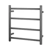 AQUAPERLA 4-Bar Heated Towel Rail - Round Bars - PVD Brushed Gun Metal Grey (W500mm x H520mm)
