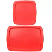 Pyrex (1) C-222-PC 2qt & (1) C-233-PC 3qt Red Easy Grab Replacement Lid Covers