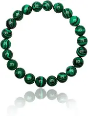 [Unique Gems] Chakra Children's Bead Bracelet Malachite Diameter 6 mm Natural Stone Ball Bracelet Elastic 13 cm to 15 cm Jewellers Quality, 13cm bis 15cm, Stone, malachite