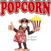Popcorn DECAL (Choose Your Size) Monkey Concession Food Truck Vinyl Sticker