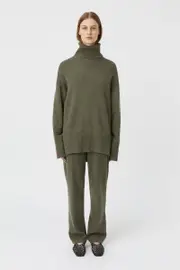 Pascal Cashmere Blend Turtleneck in Army Green - CAMILLA AND MARC® C&M