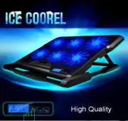 Laptop cooler notebook stand 15.6 17" LED cooling pad 2 USB ports 6 cooling fan