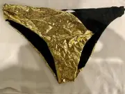 Beach Bunny Bikini- Bottom Extra Large Gold Black Skimpy Bottom