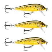 3x Rapala 5cm Countdown Sinking Hardbody Balsa Fishing Lures - Artistic Trout