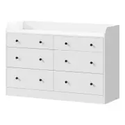Oikiture Buffet Sideboard Storage Cabinet 6 Drawers White