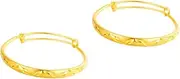 [Sosoport] 2 pcs adjustable bracelet adjustable bangle gold golden bangle bracelet women's bracelets women bracelets gold plated bracelet Five Petals Golden Bracelet Simple Wrist Bangle Miss