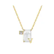 ANYCO Necklace 925 Silver White Gradient Initial Pendant with Zircon 5A Gift Jewelry for Women