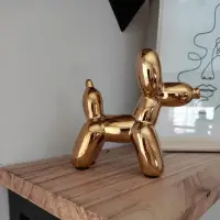 在飛比找Yahoo!奇摩拍賣優惠-漫友擺件 陶瓷氣球狗擺件金色狗雕塑家居桌面裝飾擺件陶瓷動物雕