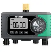 4-Outlet Sprinkler Timer with Brass Inlet, 4 Zone Programmable Water Timer fo...
