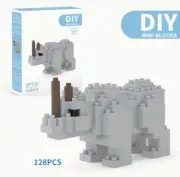 Rhino Building Blocks Miniature Toy - Nanoblock Buildable Rhinoceros Figurine