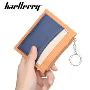 Women Leather RFID Card Holder Slim Small Zipper Keychain Front Pocket Wallet