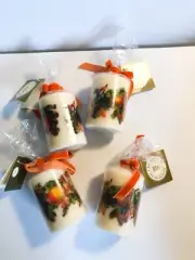 Rosalind Walshe Baby Pillar Candle Set of 4 Vines Pears Thank you Gifts Fall D