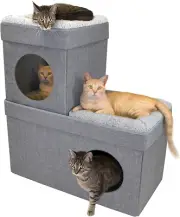 Large Stackable Grey Condo, Cat Cube, Cat House, Pop up Bed, Cat Ottoman, Mansio