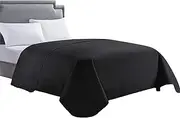 HollyHOME Luxury Checkered Super Soft Solid Single Pinsonic Bed Quilt Bedspread Bed Cover, Black, King