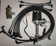 small cap CHRYSLER 73-78 400 BLACK HEI Distributor +Chrome Coil+Spark Plug Wires