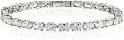 [Hoops & Loops] Sterling Silver Cubic Zirconia 6x4mm Oval-Cut Tennis Bracelet