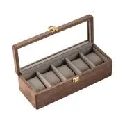Watch Display Box Watch Case for Men, Watch Organizer Box with Glass 5 Slot