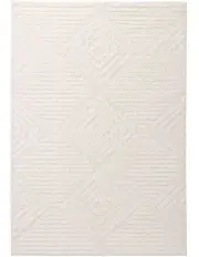 [Miss Amara] Catriona Geometric Textured Rug in Ivory/Cream