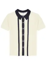 Soulland Ciel Striped Ribbed-knit Polo Shirt - Off White - M M