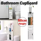 80cm Bathroom Storage Cabinet Organiser Cupboard Shelf Laundry Toilet Tall Slim