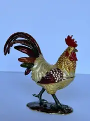 Jeweled Rooster Trinket Box Austrian Crystals.Hand Made Swarovski Crystal Ciel