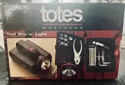 Totes Mini Tool Box Travel Set w/ Flashlight. Tools are Stored in Case.