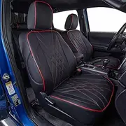EKR Custom Fit Equinox Car Seat Covers for Chevy Equinox LT,RS,Activ 2025 Seat Cover - Full Set,Leather (Black with Red Trim)