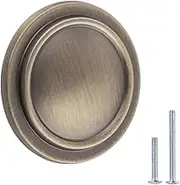 Amazon Basics Straight Top Ring Cabinet Knob, 3.18 CM Diameter, Antique Brass, 25-pack