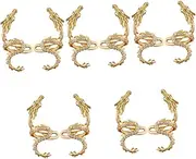 [WRITWAA] 5 Pairs Sparkling Rhinestone Ear Studs Clip on Earrings Women Non Piercing Dragon Design