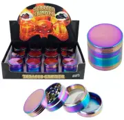 2Pack 1.6" 4Layer Metal Tobacco Crusher Hand Muller Smoke Herbal Grinder Rainbow