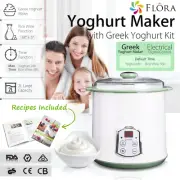 Flora Greek Yoghurt Maker 2L Automatic Yogurt Rice Wine DIY Machine Extra Jar