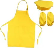 KONTONTY Kitchen Playset with Chef Hat and Apron for Cooking Baking Painting and Decorating Parties Yellow Ages Role Play Outfit for Boys