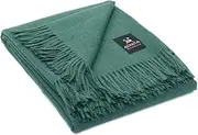 100% Baby Alpaca Wool Lightweight Throw Blanket Solid Color Design Baby Alpaca Wool Blankets for Bed Couch Sofa Soft Warm Peru 72" x 52" (Green)