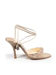 Brown Satin Leo Strappy Sandals
